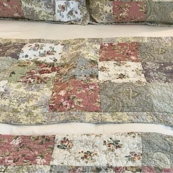 Greenland Home Fashions Blooming Prairie Floral Patchwork 2 King Shams EUC - Picture 3 of 8
